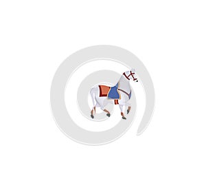 Horse with saddle and bridle, White Horse is galloping, moving horses