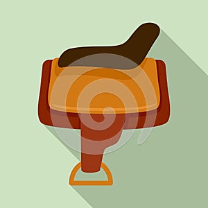 Horse saddle icon, flat style