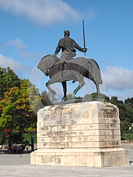 Horse sculpture in front of the monastery of Batalha in Portugal photo