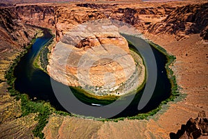 Horse Shoe Bend on Colorado River. Glen Canyon. Horseshoe Bend in Page. Landscape view point.