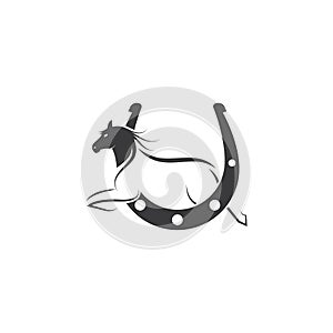 horse shoe icon logo vector illustration