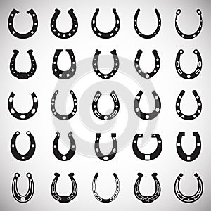 Horse shoe icons set on white background for graphic and web design. Simple vector sign. Internet concept symbol for