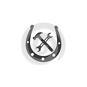 horse shoe service repair  icon logo vector illustration