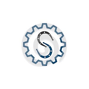 horse shoe service repair  icon logo vector illustration
