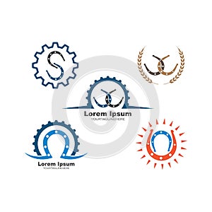 horse shoe service repair  icon logo vector illustration