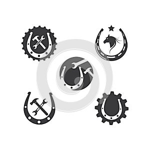 horse shoe service repair  icon logo vector illustration