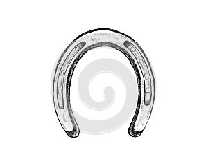 Horse shoe for wild west icon sketch hand drawn illustration isolated with white background