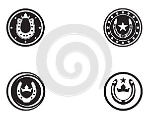Horse shoes black logo and symbols vector template