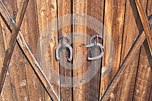 Horse shoes used to open the old barn doors