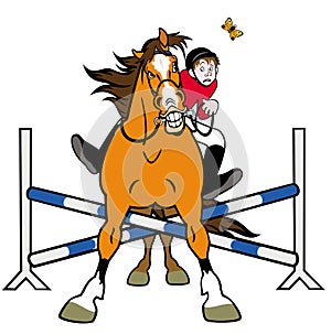 Horse showjumping caricature