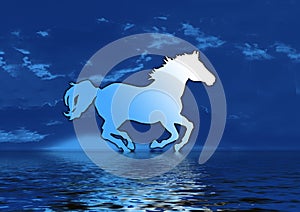 Horse Silhouette blue