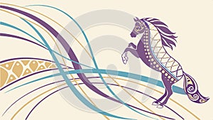 Horse silhouette flowing lines, dynamic animal art, vector design Generative AI photo