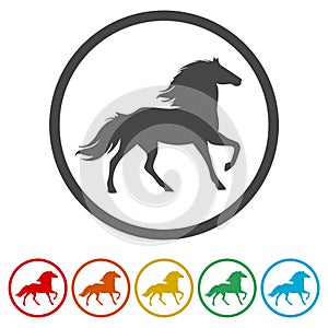 Horse silhouette - Vector - Illustration, 6 Colors Included