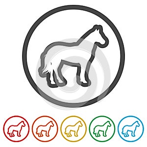 Horse silhouette - Vector - Illustration, 6 Colors Included