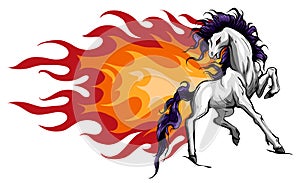 Horse silhouettes with flame tongues. Vector illustration.
