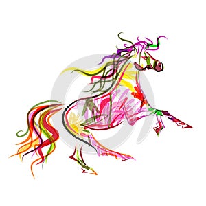 Horse sketch colorful for your design. Symbol of