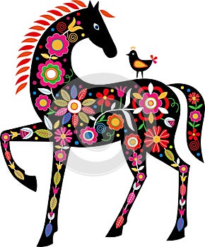 Horse with Slovak folk ornaments