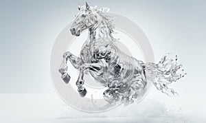 Horse with splashes of water on a white background