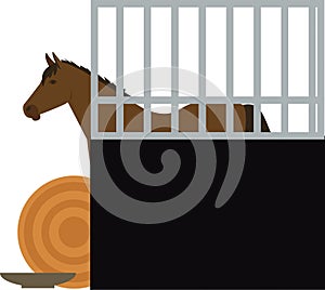 Horse at stall vector icon isolated on white