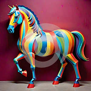 Horse stallion equine standing graphic artwork stripes