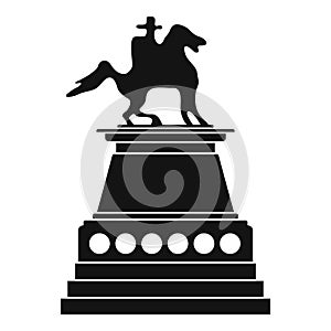 Horse statue icon, simple style