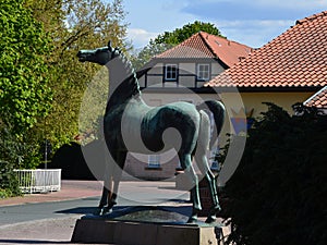 Horse Statue in the Town Nienburg at the River Weser, Lower Saxony photo