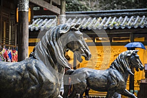 Horse statues in Wulong National Park