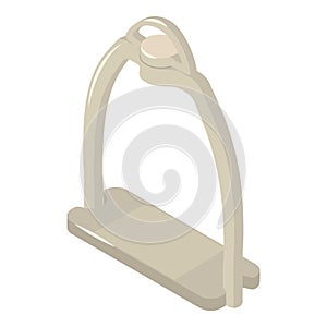 Horse stirrup icon, isometric style