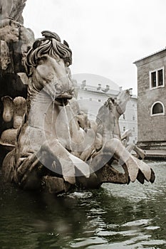 Horse stone statue - Big water fountain
