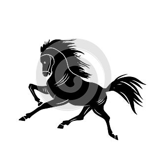 Horse tattoo symbol for design isolated on white emblem or logo template