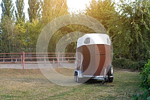 Horse trailer. vehicle for horse transportation Travel with animals