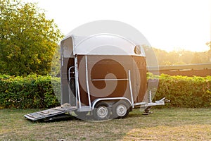 Horse trailer. vehicle for horse transportation Travel with animals