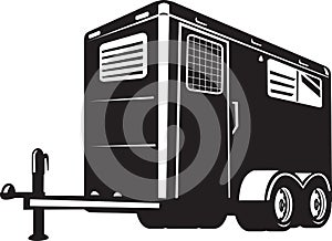 Horse trailer viewed from low angle