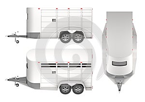 Horse trailer on white 3d rendering