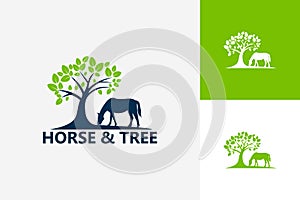 Horse And Tree Logo Template Design Vector, Emblem, Design Concept, Creative Symbol, Icon