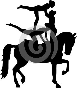 Horse Vaulting of three women