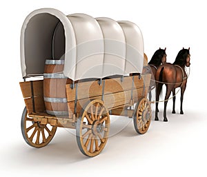 Horse wagon with barrels