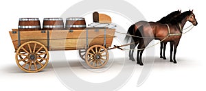 Horse wagon with barrels