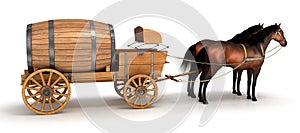 Horse wagon with barrels