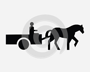 Horse Wagon Icon. Horsedrawn Carriage Cart Animal Coach Ride Work Workhorse Vehicle Sign Symbol Artwork Graphic Clipart Vector