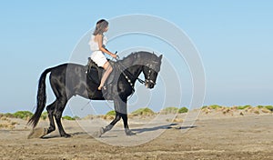 Horse woman on the beach