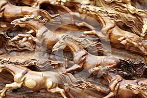 Horse wood carve photo