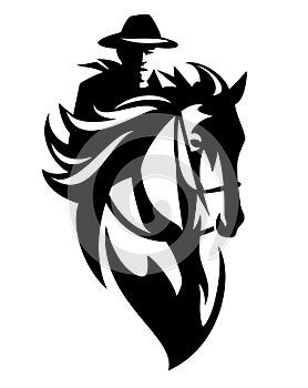 Horseback cowboy black vector design