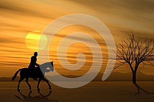 Horseback Ride at Sunset photo