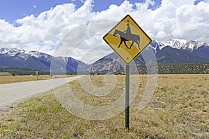 Horseback rider crossing sign