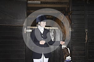 Horseback Rider With Horse And Dog