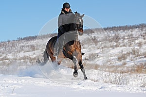Horseback riding in winter