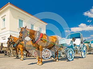 Horsedrawn taxis on the island of Spetses