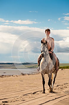 Horseman on the beach