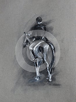 Horseman black and white sketch